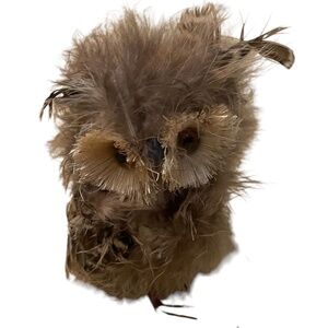 New Handmade Meravic Owl Figure With‎ Real Feathers Lifelike Décor (Set Of 9)